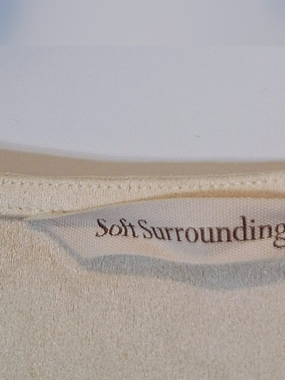 Soft Surroundings Suede Hi Low Tunic Top Roll Tab Sleeves Beige Size Medium - Picture 2 of 12